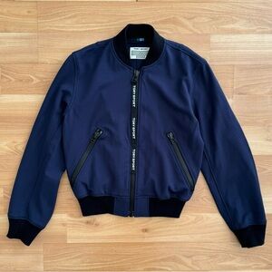 Tory Burch Sport Cropped Navy Blue Bomber Jacket Size Small